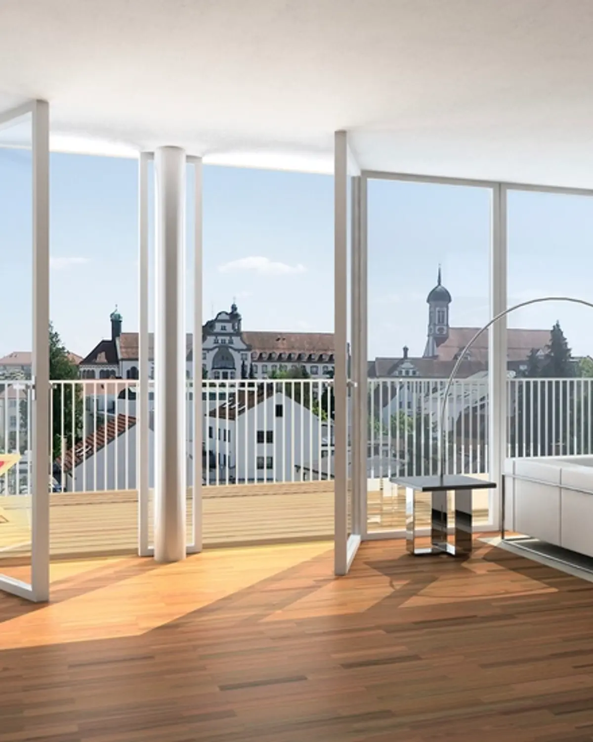 Living con ventanales y vista abierta